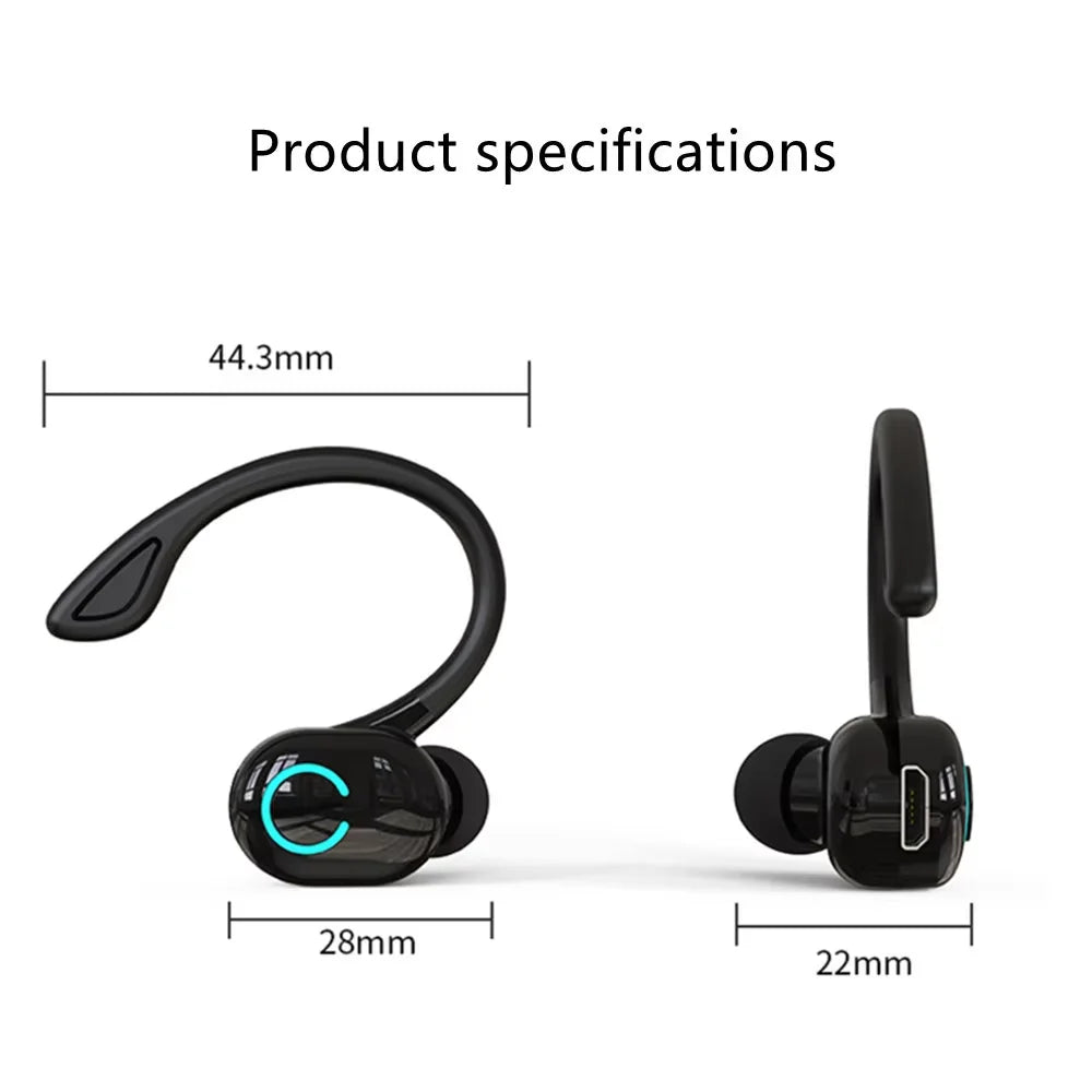 Bluetooth 5.2 Business Wireless Headphone Ear-Hook Mini HIFI Bass Noise Cancelling Earphone With Mic Sport Game Headset - TechElect