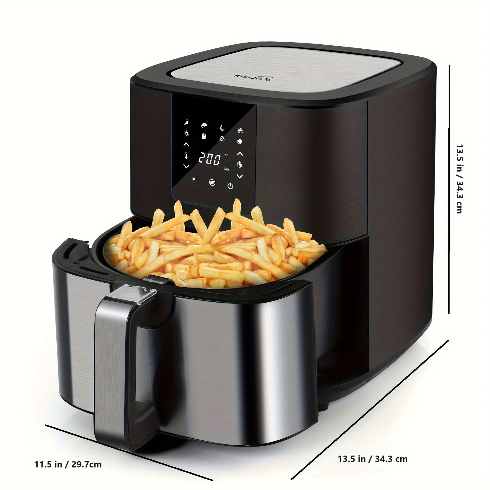 KitCook Large Air Fryer, 1500W 7QT AirFryer Cooker, Adjustable Temperature 100-400°F, 8 Presets Menu, Digital Touch Screen, Nons TechElect