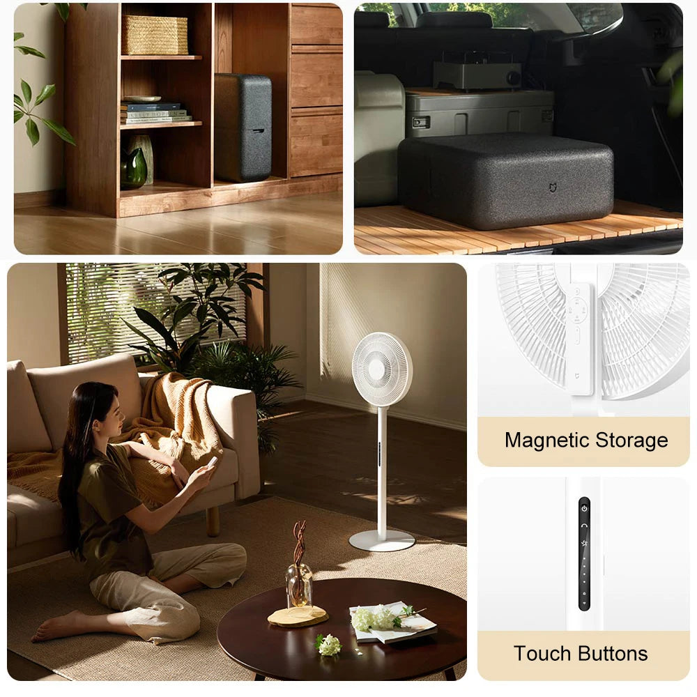 XIAOMI MIJIA DC Inverter Floor Fan Pro,Ultra-Thin Retractable,With Storage Box,Smart Standing Electric Fan,100 Air Flow Settings Techelectronicx