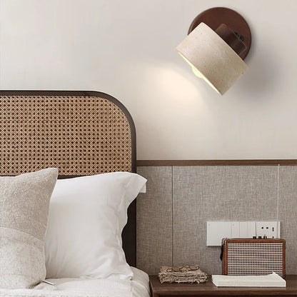 Yellow cave stone Japanese-style wabi-sabi bedroom bedside wall lamp, retro homestay study, rotatable wall lamp with switch for TechElect