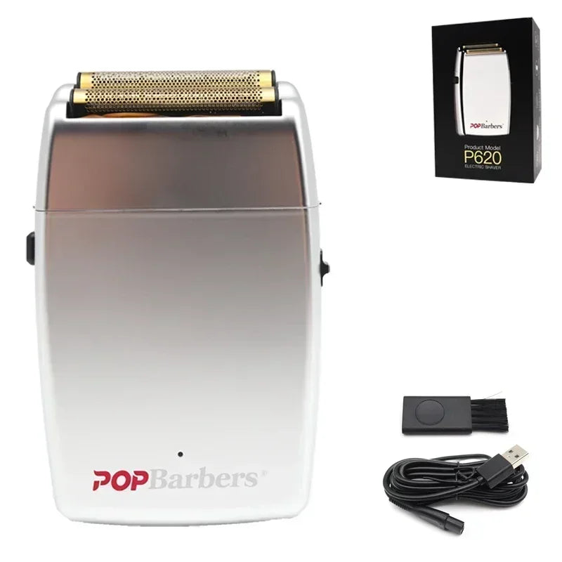 11000 RPM POP Barbers P620 Professional Electric Men's Beard Trimmer Double Foil Shaver Electric Shaver USB Hair Cutting Machine Techelectronicx