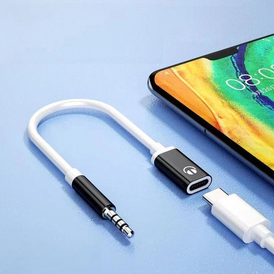 1 Pc 3.5mm Male To Type-C Female Headphone Aux Cable Converter Type-C To Flat Headphone Round Head Adapter Cable Techelectronicx