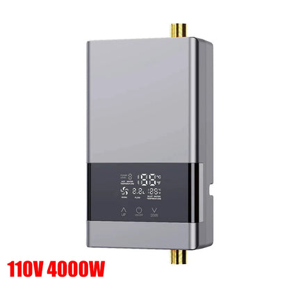110V/220V Instant Water Heater Bathroom Kitchen Wall Mounted Electric Water Heater with Remote Control LCD Temperature Display Techelectronicx