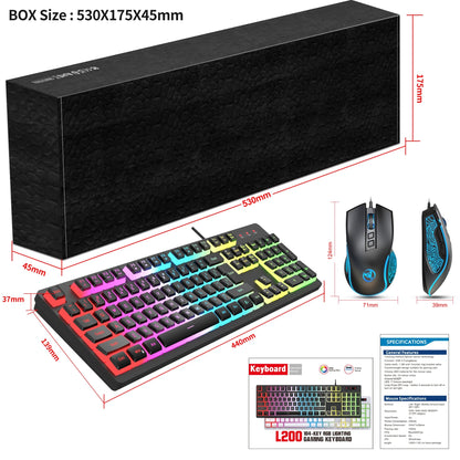 104 Keys RGB Backlit Game Keyboard Mouse Combos RGB Pudding Keyboard Cool Glowing Gaming Mouse for Home Office Gamer Techelectronicx