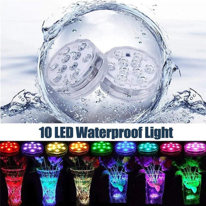 10leds RGB Led Submersible Light Underwater Night Lamp Battery Operated Garden Swimming Pool Light for Wedding Party Vase Bowl Techelectronicx