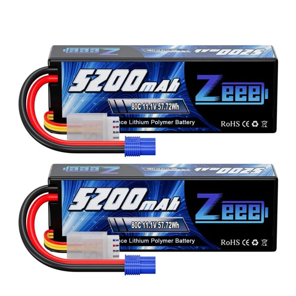 1/2pcs Zeee 3S 5200mAh Lipo Battery 11.1V 80C with T/XT60/EC3/5 Plug Hardcase for RC Car Buggy Truck FPV Drone RC Model Parts Techelectronicx