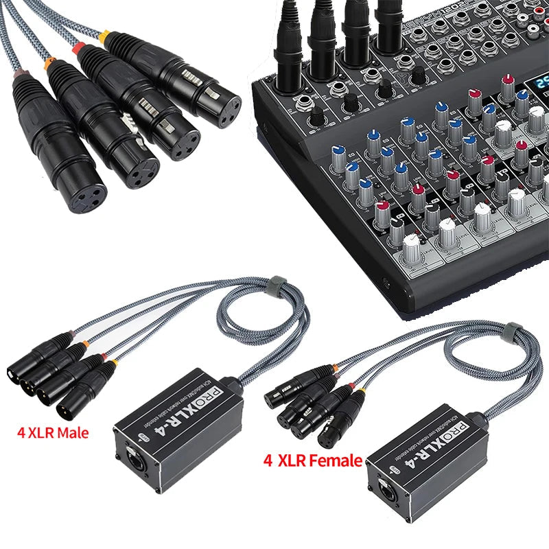 0.7M 4-channel XLR network extenderwith 300meter Ethernet cable extension for DMX stage lighting audio signal transmission Techelectronicx