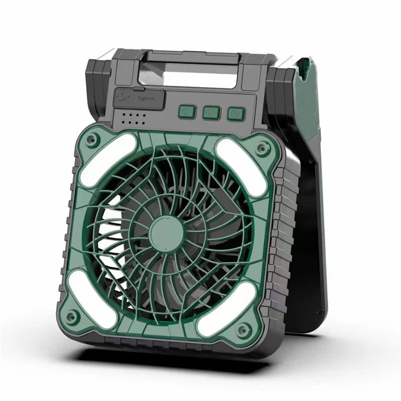 10000mAh Solar Powered Portable Camping LED Lantern With Fan 4 Speeds Powerful Wind Rechargeable Battery Operated 90° Folding Techelectronicx