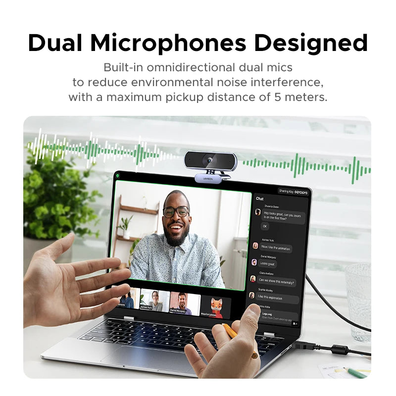 【RU】 UGREEN 2K Web cam with Microphone, Full HD 2K, Auto Light Correction, Video Webcam for Streaming Techtronicx