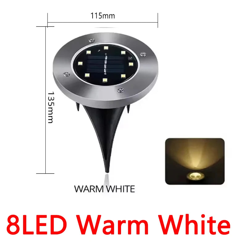 1/4/8Pack Solar Lights Outdoor 8/20LEDs Disk Underground Lamp Spotlight Buried Solar Light for Home Garden Lawn Yard Decoration Techelectronicx