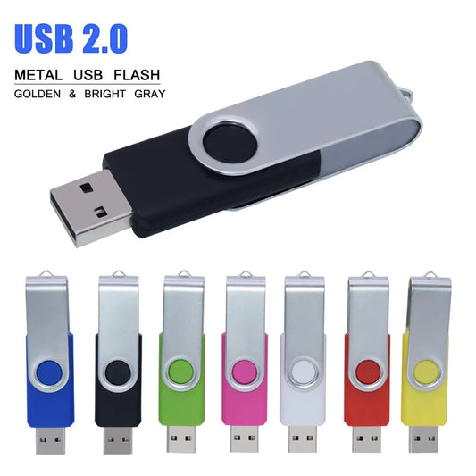 флешка usb 32GB Flash Drive 16 Giga Memory Stick Metal Jump Drive Swivel Pendrive Portable 64 128 GB cle usb 2.0 Pen Drives Techelectronicx