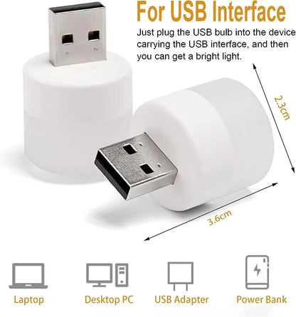 10Pcs Mini USB Night Light Warm White Eye Protection Book Reading Light USB Plug Computer Mobile Power Charging LED Night Lamp Techelectronicx
