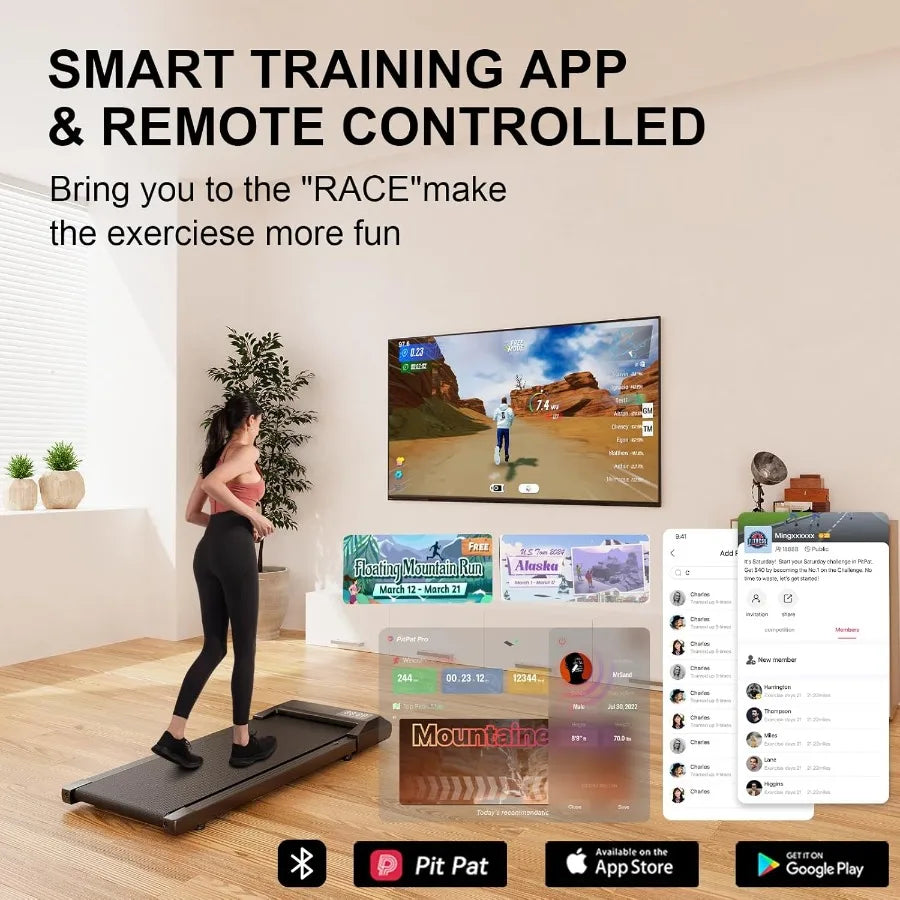 Walking Pad, Smart Under Desk Treadmill for Home Office, No-Assembly Treadmills with Remote Control, 2.5 HP, 300 lbs Capacity TechElect