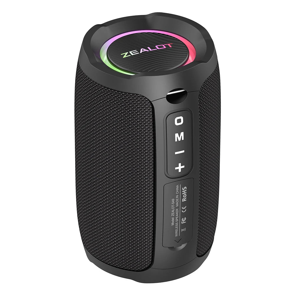 ZEALOT-S49 Portable bluetooth speaker 360°Stereo Sound 20W IPX6 waterproof wireless bluetooth   5.0 Excellent Bass Performace Techelectronicx