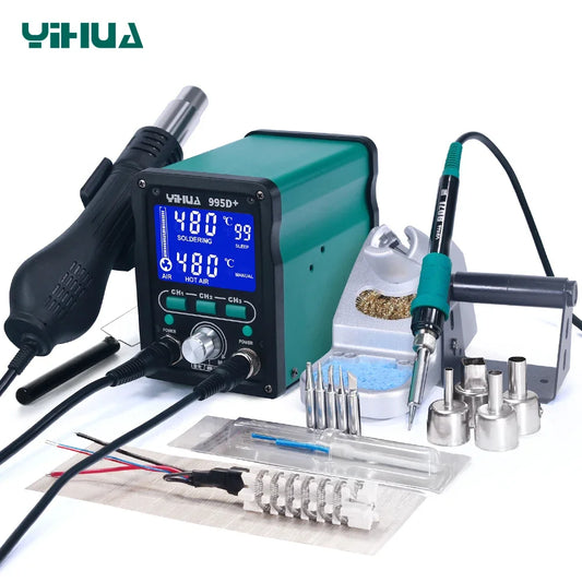 YIHUA 995D+SMD Soldering Station With Pluggable Hot Air Gun Soldering iron BGA Rework Station Phone Repair Welding Station TechElect