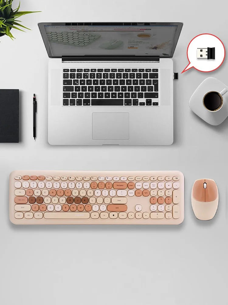 110-key color wireless keyboard and mouse set, with noise-reducing silent keys, suitable for laptops and desktop computers Techelectronicx