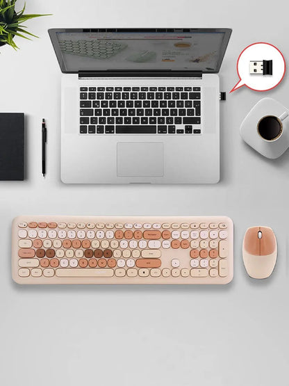 110-key color wireless keyboard and mouse set, with noise-reducing silent keys, suitable for laptops and desktop computers Techelectronicx