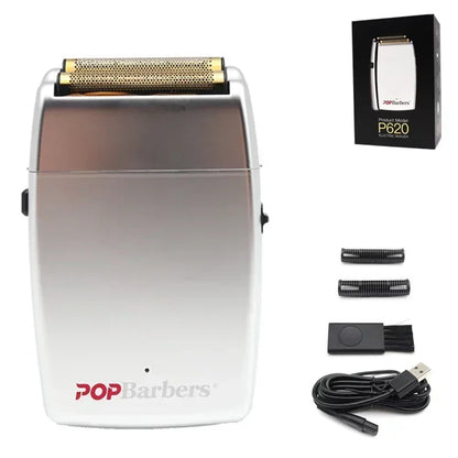 11000 RPM POP Barbers P620 Professional Electric Men's Beard Trimmer Double Foil Shaver Electric Shaver USB Hair Cutting Machine Techelectronicx