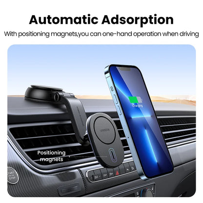 【Ship from Saudi Arabia】UGREEN Magnetic Car Phone Holder Stand 7.5W Wireless Charger For iPhone 16 15 14 13 12 Pro Max Charging - TechElect