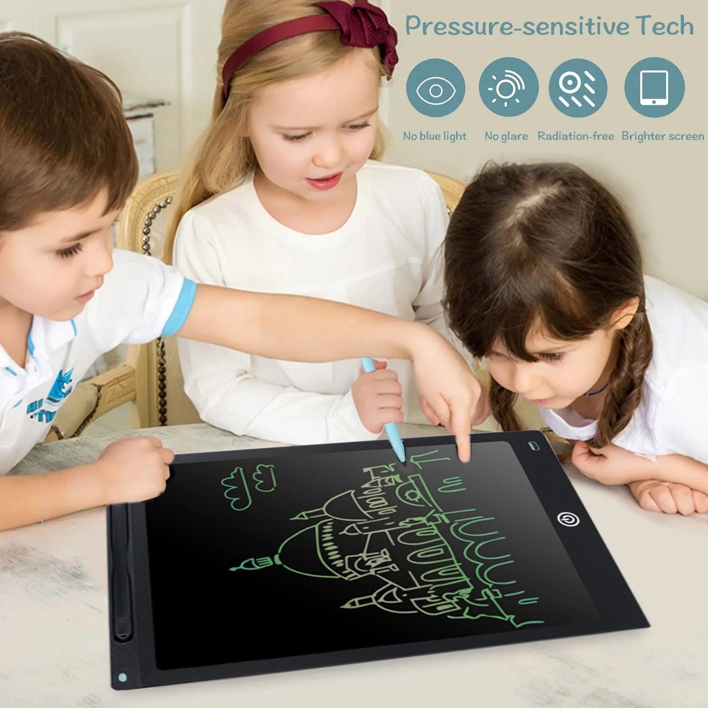 12 Inch Electronic Drawing Board(Brightness Increase By 20%), Writing Tablet For Kids, Colorful Screen Doodle Board Techelectronicx