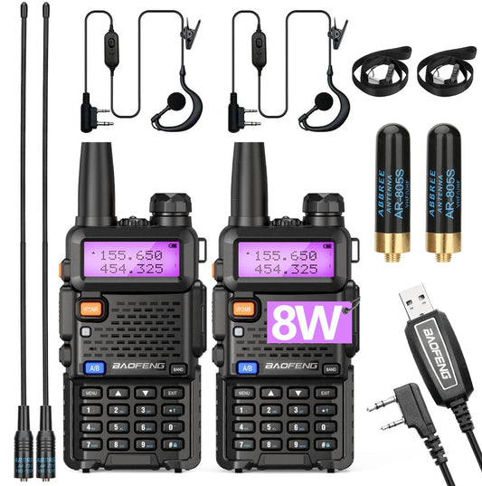 1/2/4 PCS Baofeng UV 5R 8W Walkie Talkie Dual Band VHF UHF Portable FM Amateur 1800mAh UV5R Two way Radio Ham Radio For Climb Techelectronicx