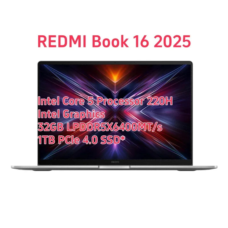 Xiaomi Redmi Book 16 2025 Laptop Intel Core 5 220H/210H Processor 16" Notebook 16G/32G DDR5+ 512G/1T SSD Study Office Ultrabook Techelectronicx
