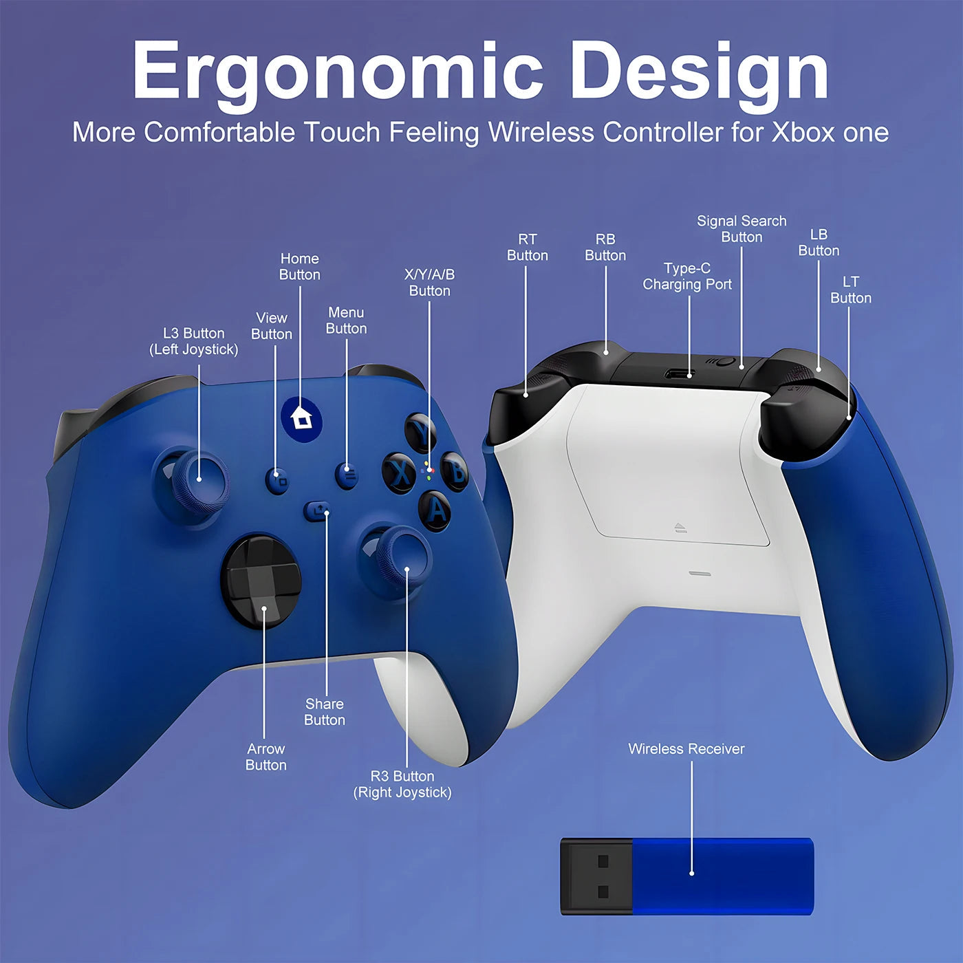 Xbox One Controller 2.4G Wireless Game Controller For Xbox one Series X/S With 2.4G Adapter Receiver For Windows PC Gamepad Gift Techelectronicx
