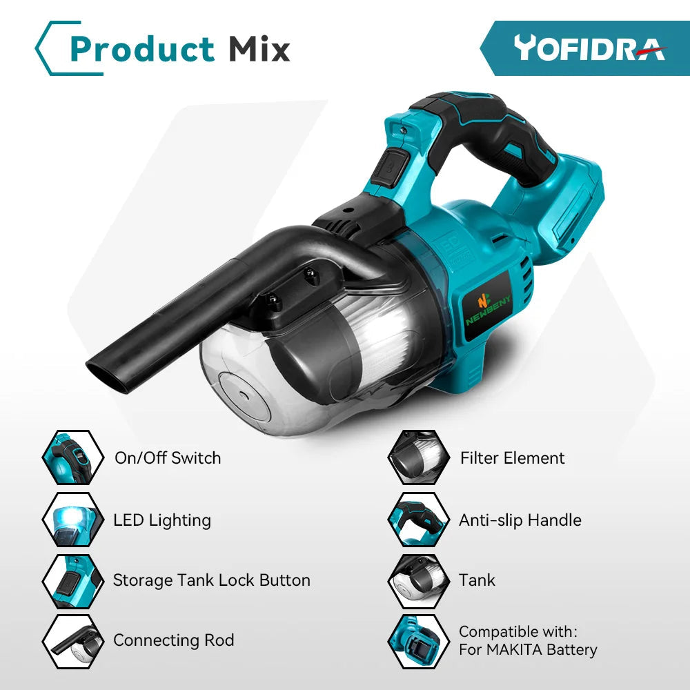 1000W Cordless Handheld Electric Vacuum Cleaner Powerful Rechargeable Household Indoor Cleaning Tools For 21V 18V Battery Techelectronicx