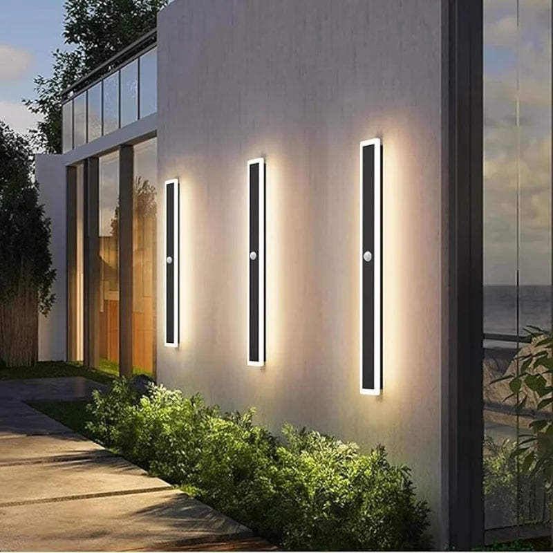 110- 240V IP65 Waterproof Porch Lamp LED Long Garden Lamp for Villa Garage Lighting FixtureOutdoor Wall Light With Motion Sensor TechElect
