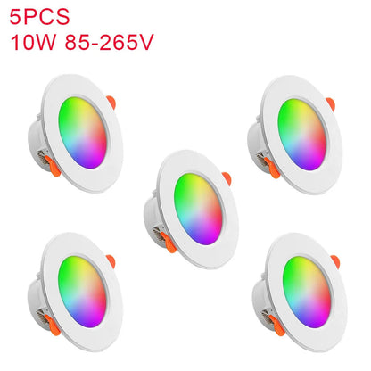 1-10PCS LED Downlight Bluetooth TUYA 110/220V Dimmable Spot Light Recessed Round Light Spot Bluetooth Lamp For Alexa Google Home Techelectronicx