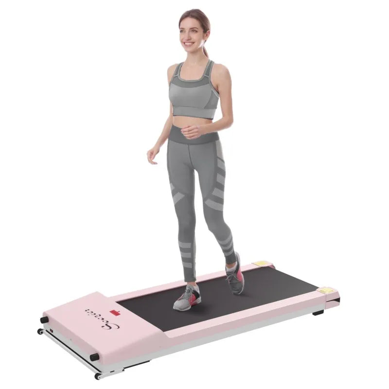 US Stock Under Desk Treadmill, Portable Walking Pad With Foldable Wheels, Remote Control, LED Display, Pink TechElect