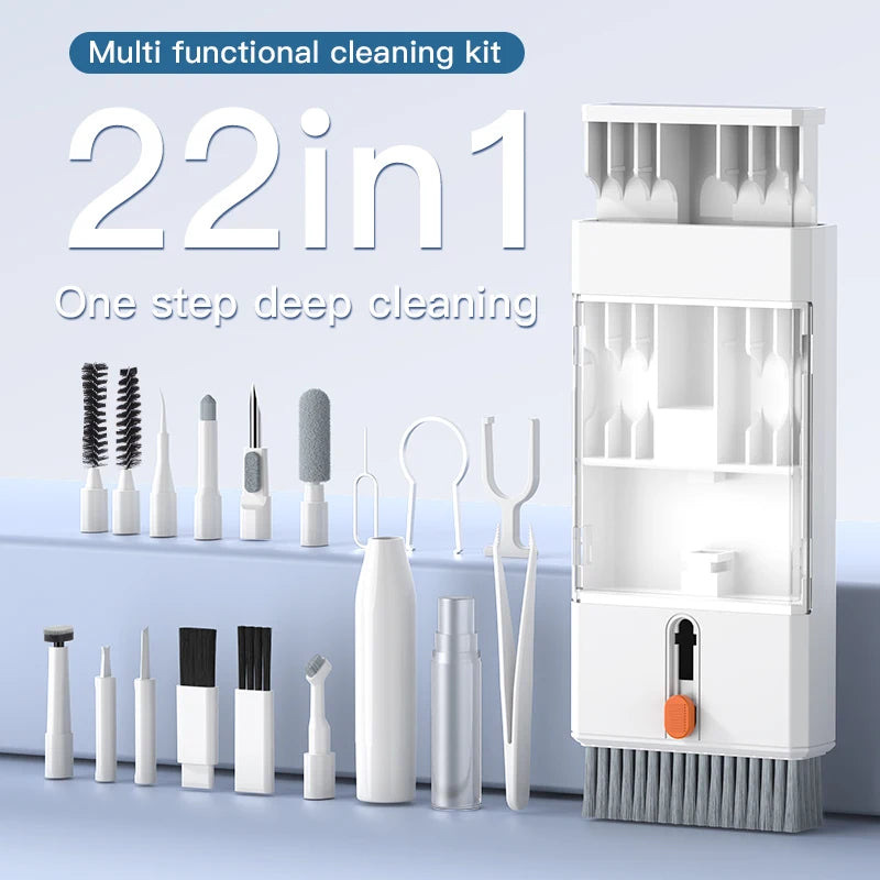22 in 1 Cleaning Kit Keyboard Cleaner Brush Bluetooth Earphones Cleaning Pen Earbuds Phones Laptop Cleaning Tools Keycap Puller TechElect