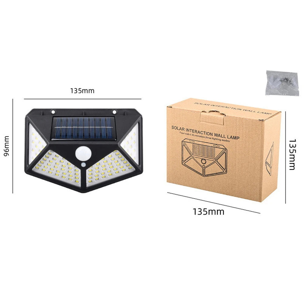 100 LED Wall Lights Outdoor Solar Lamp PIR Motion Sensor Solar Powered Sunlight Street Light for Garden Decoration TechElect