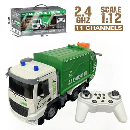 11 Channels Alloy Remote Control Garbage Truck Toys for Kids Simulation Sanitation Dump Truck Model RC Car Boys Birthday Gifts Techelectronicx