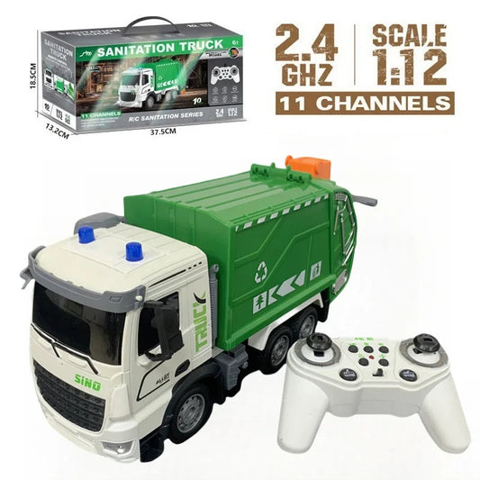 11 Channels Alloy Remote Control Garbage Truck Toys for Kids Simulation Sanitation Dump Truck Model RC Car Boys Birthday Gifts Techelectronicx