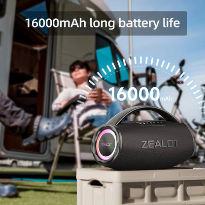 Zealot-S97 80W high power bluetooth speaker portable RGB colorful light waterproof wireless subwoofer 360 stereo surround TWS FM Techelectronicx