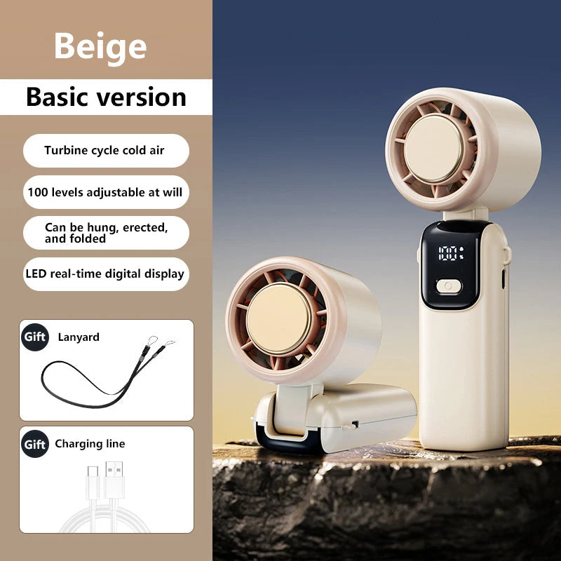 Xiaomi Ice Cooling Handheld Fan 100 Speeds Turbo Portable USB Desk Fan Foldable/Hangable for Outdoor Fast Chill Ice Compress New Techelectronicx