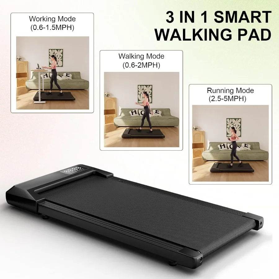 Walking Pad, Smart Under Desk Treadmill for Home Office, No-Assembly Treadmills with Remote Control, 2.5 HP, 300 lbs Capacity TechElect