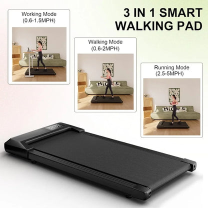 Walking Pad, Smart Under Desk Treadmill for Home Office, No-Assembly Treadmills with Remote Control, 2.5 HP, 300 lbs Capacity TechElect