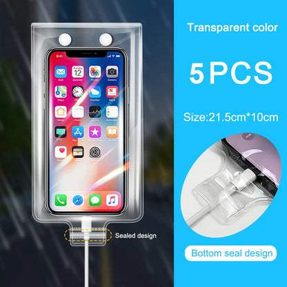 1/3/5Pcs Waterproof Phone Cover Transparent Case for Rider Motocycle Rainproof Phone Pouch Dry Bag Touchable Screen for Charging TechElect