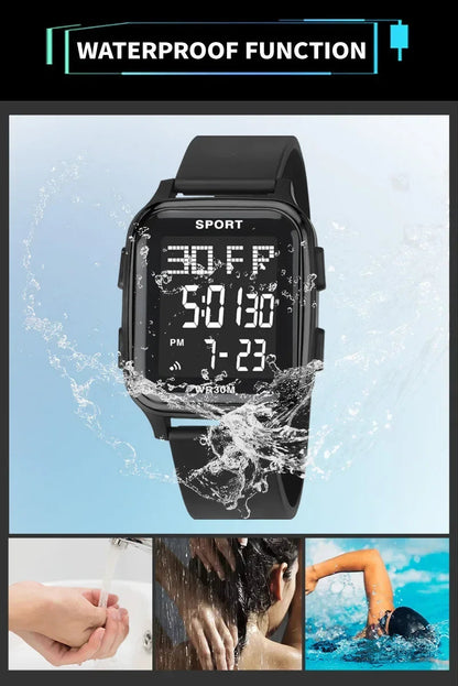 YIKAZE Sports Watch for Men Waterproof Multifunction Electronic Watch Ultra-thin Men's LED Digital Wristwatch for Man Student Techelectronicx