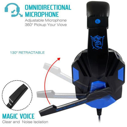 Wired PS4/PS5/Xbox/Smartphone/PC Headset Gaming Headset 120° Adjustable Gamer Headset with Noise Cancelling Microphone - TechElect