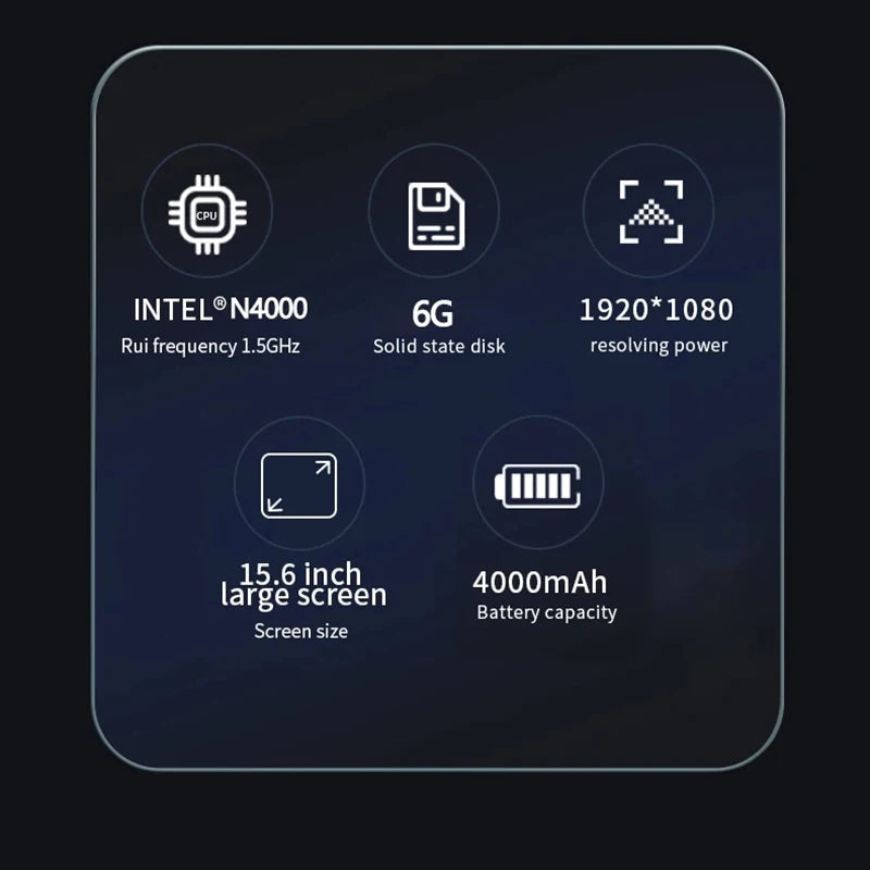 Laptop 15.6 Inch Intel N4000 6G RAM 2TB SSD DDR4 Windows 11 2.6 GHz Fingerprint Unlock HD Camera Portability Gaming Computer Techelectronicx