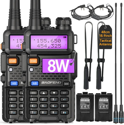 1/2/4 PCS Baofeng UV 5R 8W Walkie Talkie Dual Band VHF UHF Portable FM Amateur 1800mAh UV5R Two way Radio Ham Radio For Climb Techelectronicx