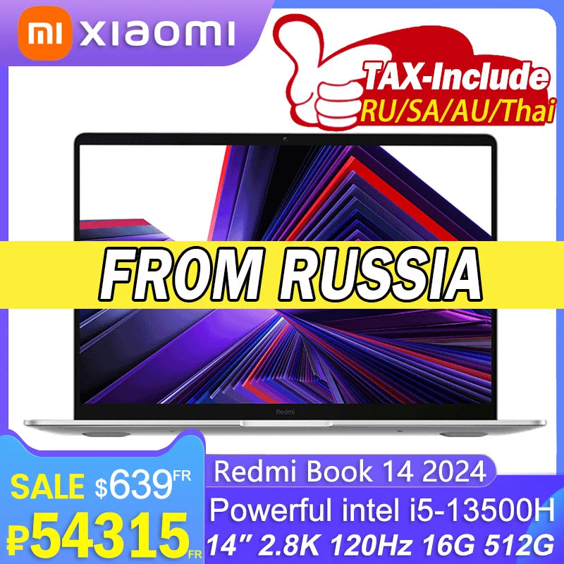 Xiaomi RedmiBook 14 2024 intel i5 13500H 16G RAM 512G SSD 14inch 2.8K 120Hz Screen Techelectronicx