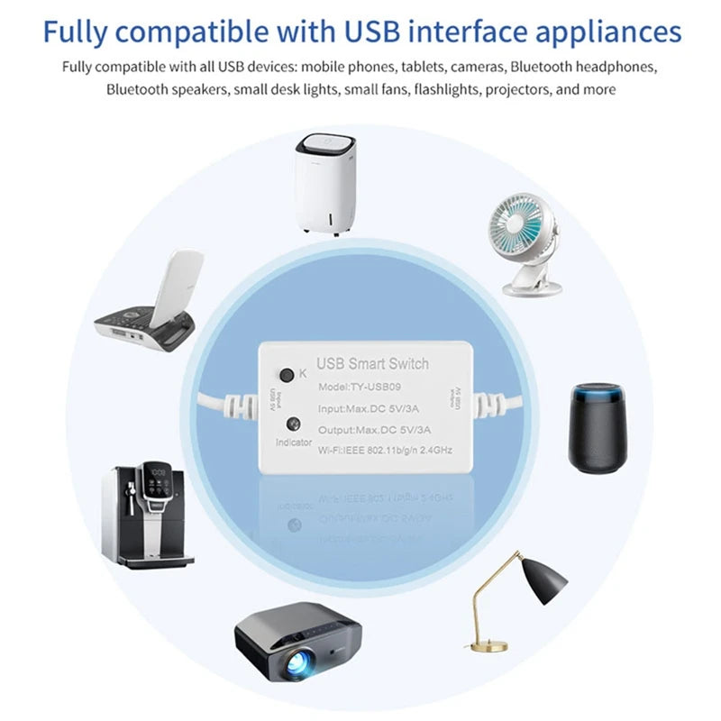 1 PCS Tuya USB Smart Switch Universal Breaker Timer Smart Life For USB Appliances For Alexa Google Home Techelectronicx