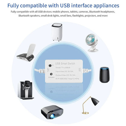 1 PCS Tuya USB Smart Switch Universal Breaker Timer Smart Life For USB Appliances For Alexa Google Home Techelectronicx