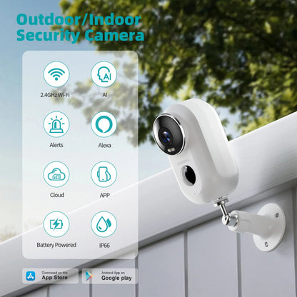 ZUMIMALL APP F5 Security Cameras Wireless Outdoor with Magnetic Mount, Battery Powered, 2.4G WiFi ,3MP Color Night Vision TechElect