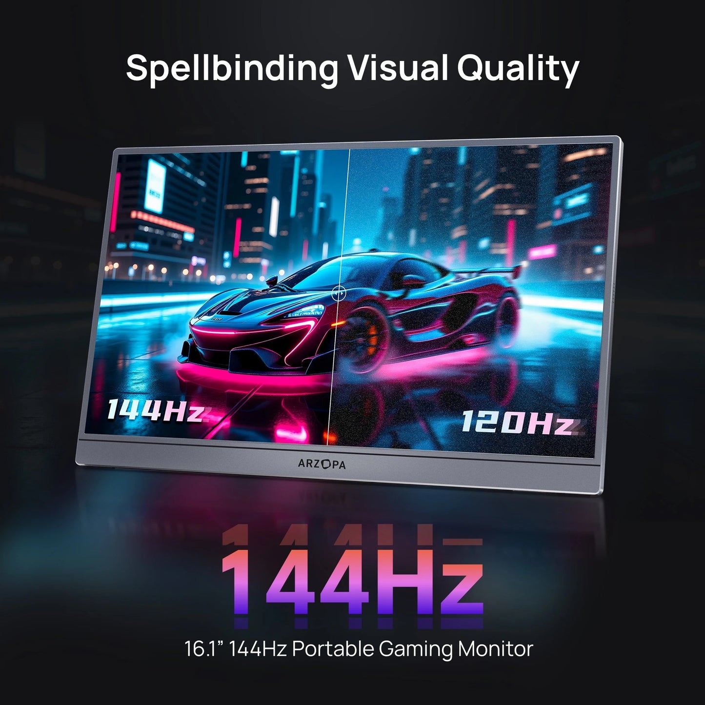 [New] ARZOPA 16.1'' 144Hz Portable Monitor,106% sRGB,1080P,with storage Bag,External Second Screen,Z1FC-Grey Techelectronicx