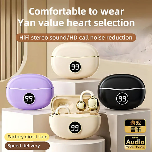 Wireless Headphones Fone Bluetooth Headset With Mic Handsfree Noise Canceling Earphones Clip Ear Music  Sports Gaming Earplug - TechElect